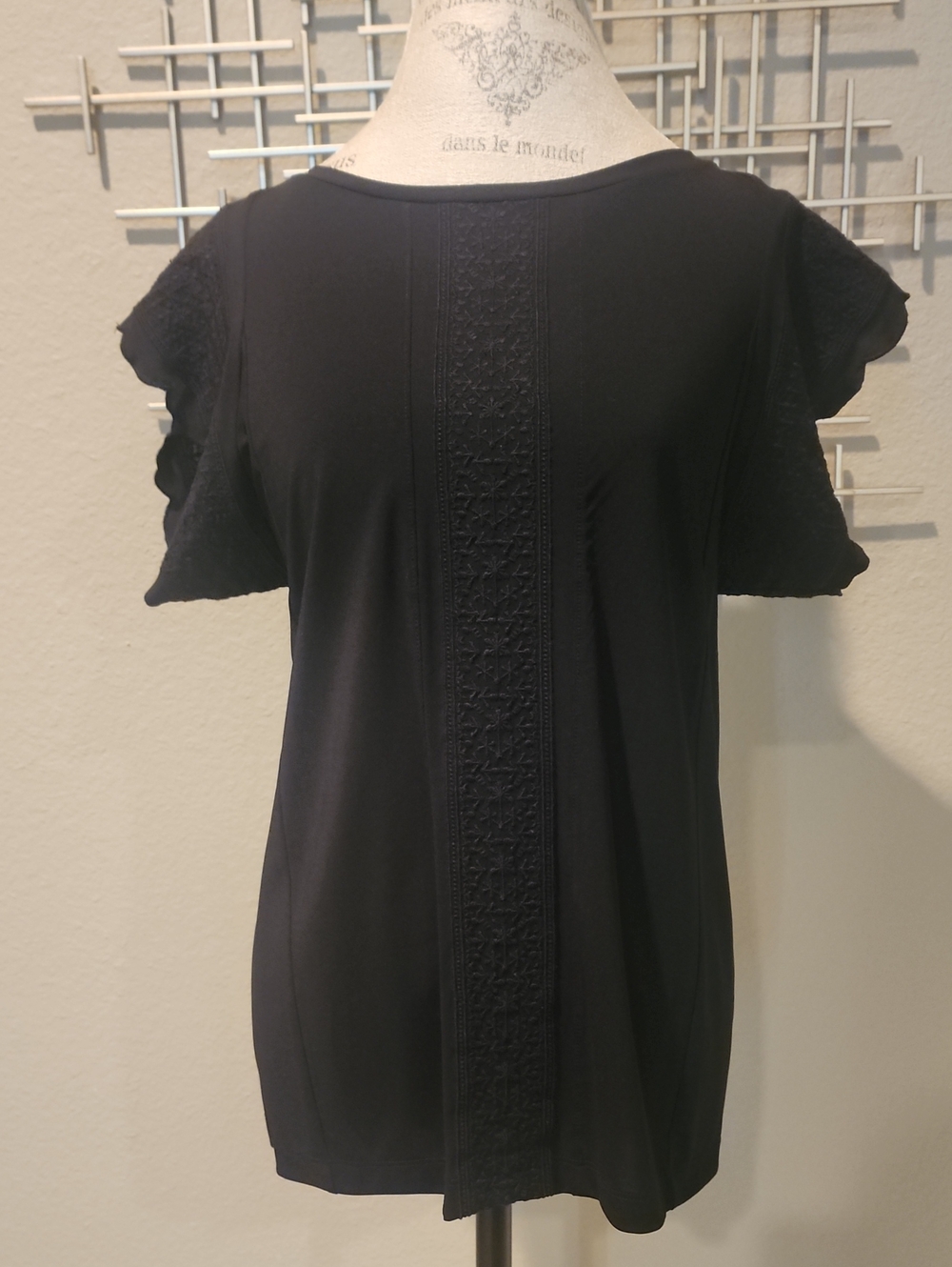 NWT Banana Republic Embroidered Blouse Black Small